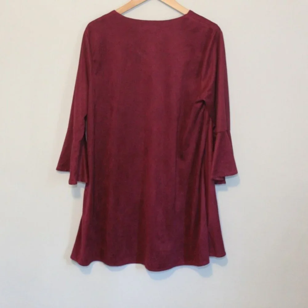 ✨2/$20 Altar'd State Velvet Floral Boho Tunic Dress Bell Sleeve Medium H11619 - Picture 10 of 12